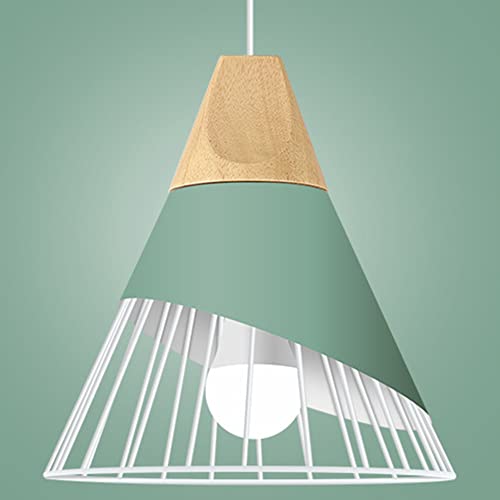 Lampada a Sospensione Vintage,Lampada a sospensione moderna E27,Lampada a sospensione industriale retrò,Lampada in legno,Lampadario creativo per cucina,bar,ristorante,sala da pranzo,dormitorio (Verde)