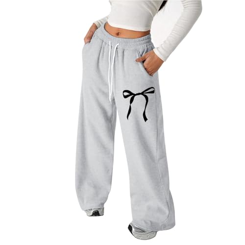 Girl's Bowknot Baggy Sweatpants Cute Straight Leg Athletic Pants With Pockets Clothes For Teen Girls 4-13 Years2