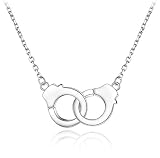 0 925 Sterling Silber Handschellen Anhänger Halskette Frauen Link Kette Halskette Halskette Halskette Schmuck Geschenk