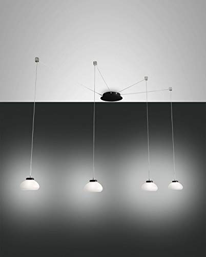 Suspension Arabella LED FABAS LUCE 3547-49-102 en métal et verre soufflé blanc