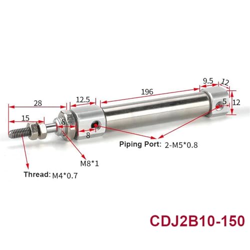 Cilindro neumático CDJ2B10 de doble acción con vástago simple 3