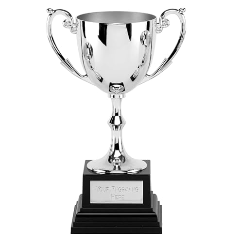 TROPHIESPLUSMEDALS Recognition Silver Nickel Plated Cup 18cm Heavy Base