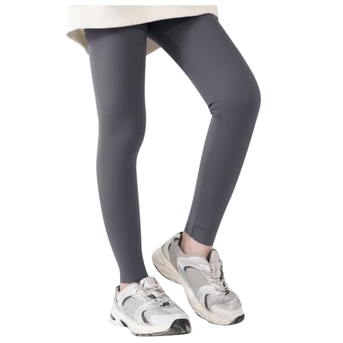 Children's Sports Warm Leggings Tights Winter Yoga Athletic High Rise Yoga Pants Elastic Sporty Funny High Waisted Newborn Fleece High Waist Running Cute Active Scrunch Comfy Workout Lift Dark Gray