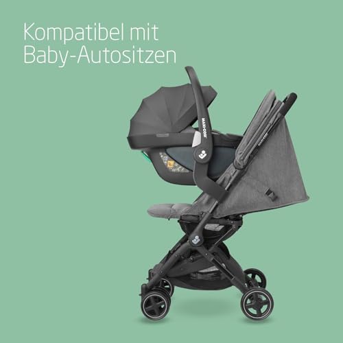 Maxi-Cosi Lara2 Baby Kinderwagen, 0–4 Jahre, 0–22 kg, federleichter, kompakter Buggy, 3 Liegepositionen, flache Liegeposition, klein zusammenklappbar, Schultergurt, Select Grey