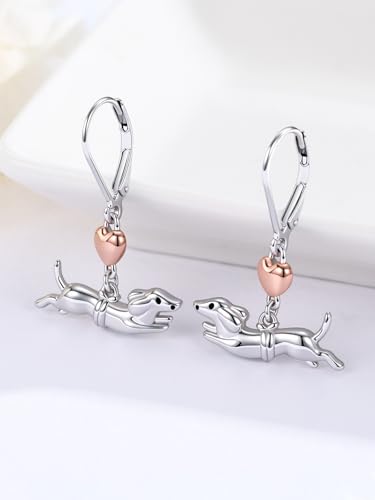 Dachshund Earrings 925 Sterling Silver Cute weiner Dog Dangle Drop Puppy Jewelry Gifts for Women2