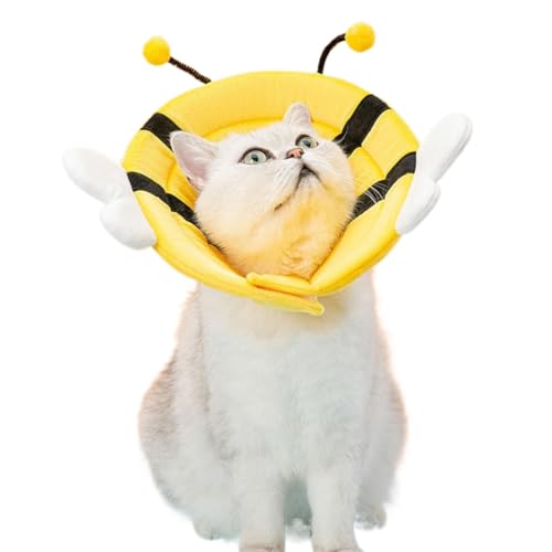karonpeln エリザベスカラー ソフト 可愛い 小型犬用 猫用 ペット 軽量 簡単装着 術後傷口保護 傷舐め防止 引っ掻き防止 通気性 ケガ 介護 手洗い (黄,M: 内周: 24〜27 cm)