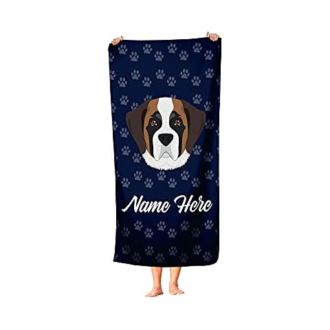 Personalized Corner Custom St Bernard Beach Towels - Extra Large Adults Childrens Towel for Outdoor Boy Girl Fun Pool Bath Kid Baby Toddler Boys Girls Cover