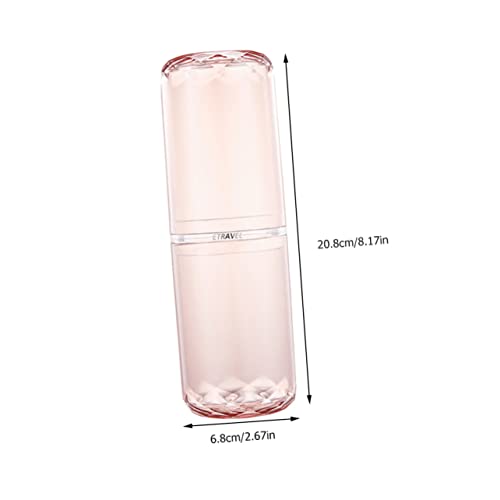 Porte-brosse à dents rose et gobelet de voyage transparent pour lavage et rangement