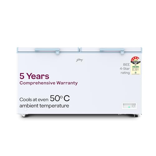 Image of Godrej DH ESNCH 430D 2HCLP RW with 5 Years Comprehensive Warranty, Pentacool+ Cooling, D-Cool technology, Cools even at 50 C, Double Door Convertible Deep Freezer (405L 4 Star, White)