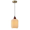 Flyrose Minimalist Ceramic Pendant Light - Vintage Small Glass Pendant - Ribbed Mid Century Modern Hanging Light for Dining Room, Living Room, Kitchen Island