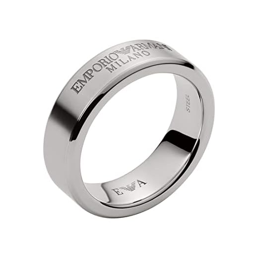 Emporio Armani Anillo de acero inoxidable para hombre, color plateado, EGS2813040