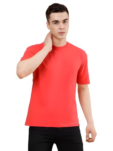 Image of POCKMAN Oversized Fit Mens Round Neck Cotton Blend Half Sleeve Plain T-Shirts.