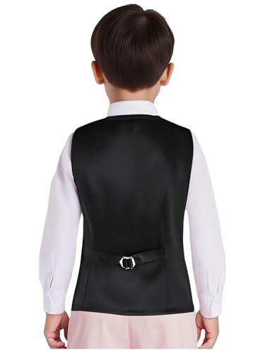 Sparkly Vest for Boys Shiny Waistcoat 4 Button Adjustable Back Strap Vests 6T-16Y4