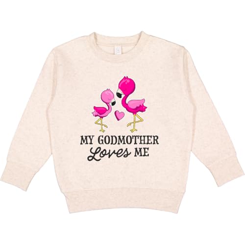 inktastic My Godmother Loves Me with 2 Flamingos Toddler Sweatshirt 5-6 Natural Heather 2f120