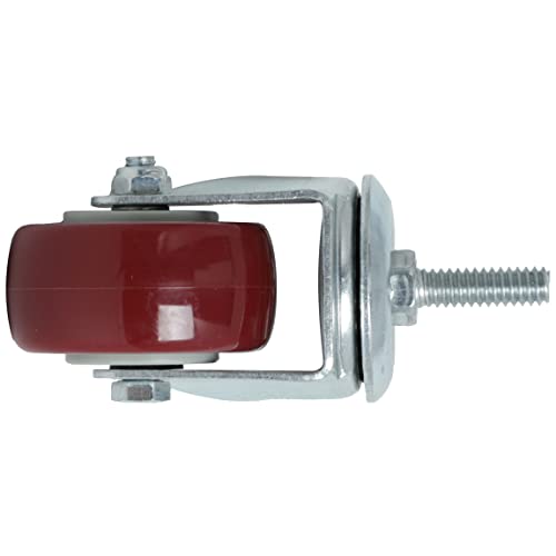 finnhomy swivel caster wheels 2 inch heavy duty threaded stem casters 1434 - 20 x 1 set of 4 for wire shelve wheels pu load bearing 800 lbs anti-wear smooth casters red