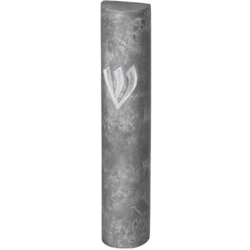 MUNDO JUDAICO Polyresin Mezuzah, Grey Marble, 15cm, Parchment not Included