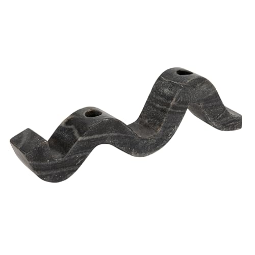 Bloomingville Marble Wave Double Taper Candle Holder, Black