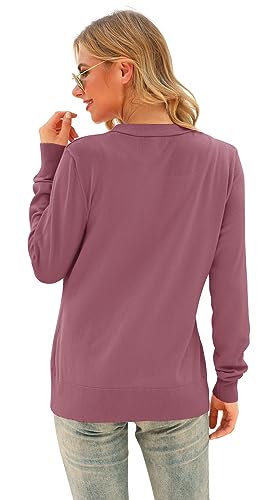 Image of VIISHOW Women Long Sleeve Button Down V Neck Lightweight Basic Knit Sweater Cardigan