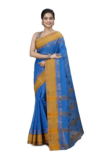Image of Women's Traditional Bengal Tant Pure Cotton Design Border & Butta Tant Saree Without Blouse Piece