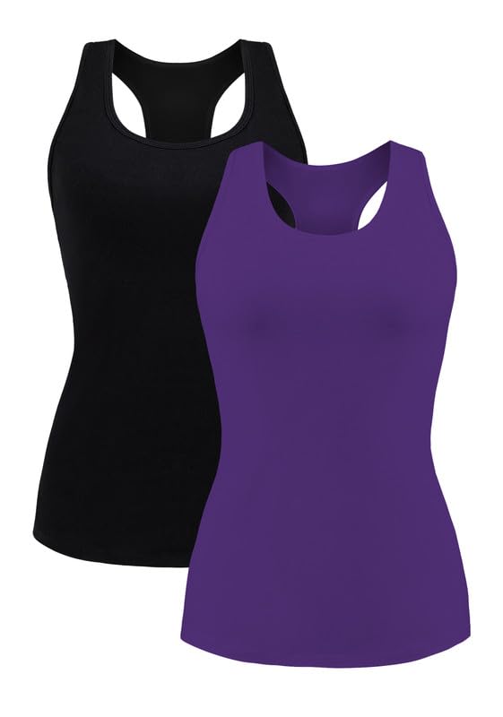 Image of beautyin Women Tank Top with Shelf Bra Racerback Workout Yoga Undershirt