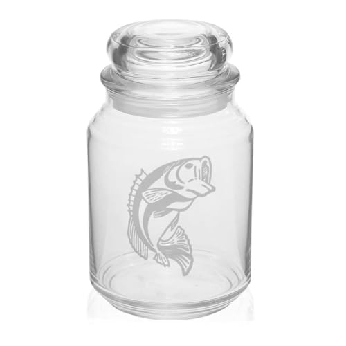 MIP 26 oz Glass Candy Jar Gift Bass Fish