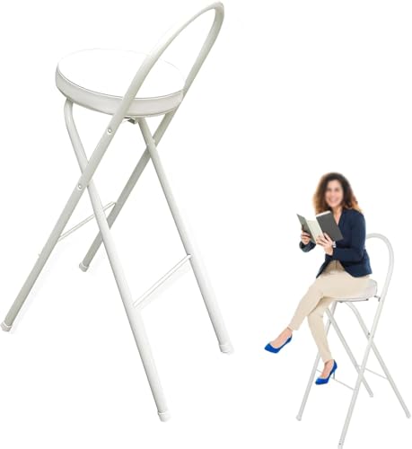 Tabouret de cuisine rembourré blanc 65cm pour gain de place - 2