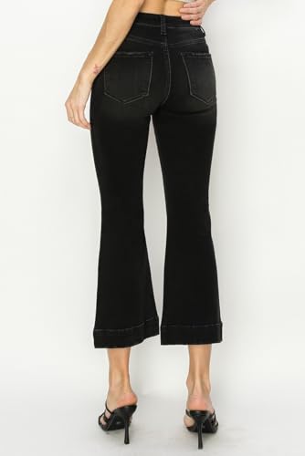 SALT TREE Risen Jeans - High Rise Front Patch Pocket Ankle Flare Jeans - RDP57672
