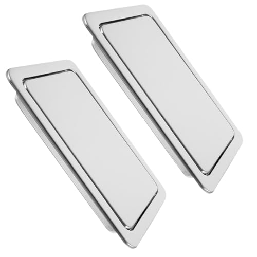 NIYANGLE 2pcs Stainless Steel Embedded Trash Can Lids Recessed Countertop Swing Covers Brushed Waste Bin Flap for Kitchen Bathroom Cabinet Use