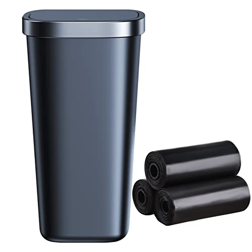 Image of Mini Car Trash Can Bin with Lid and 45 Additional Trash Bags,Car Trash Can Bin,Car Garbage Trash Can Storage for Front Back Seat Accessories Fits Auto Home Office,Black