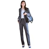 [ニッセン] パンツスーツ 【レディーススーツ】 タテヨコストレッチテーラードパンツスーツ（ジャケット＋ストレートパンツ） チャコールグレー M