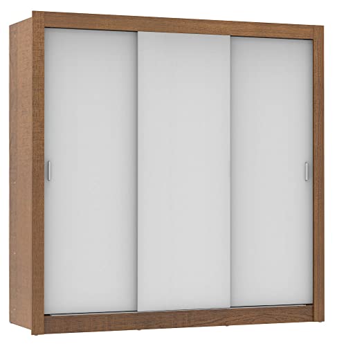 Guarda Roupa Casal Madesa Mônaco 3 Portas de Correr - Rustic/Branco