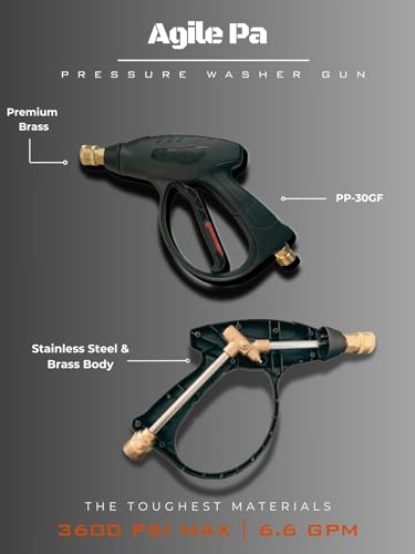 Agile Pa Short Swivel Pressure Washer Gun, 3600 PSI, 1/4" Quick Connector Outlet, M22-14mm Inlet, Adapters for M22-15mm and 3/8" Quick Connect Inlet. Power Washer Gun for Car, Boat and Home Cleaning - Image 3