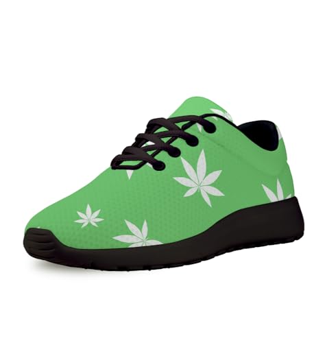 Men Women Marijuana Sneakers Pot Leaf Weed Shoes Comfortable Running Walking Tennis Shoes Black