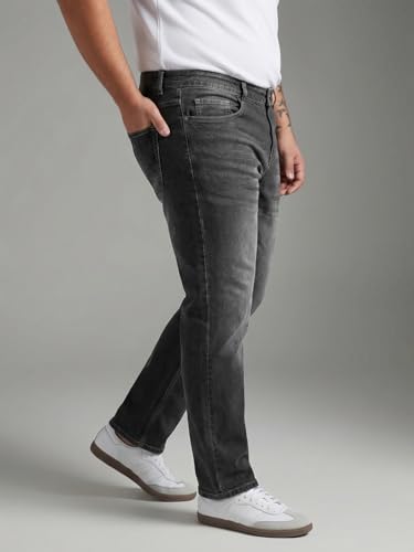 Image of Urbano Plus Men's Relaxed Fit Washed Denim Jeans Non-Stretchable