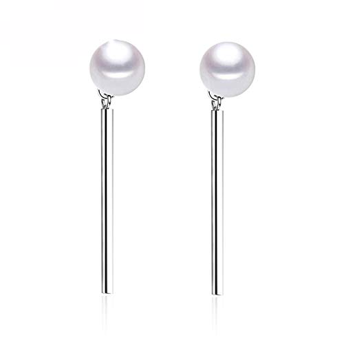 LLXYWJ Perle, Perle mit 925 Sterling Ohrringe, Hochzeitstag Schmuck Frauen weiße Ohrringe Mädchen Geschenk