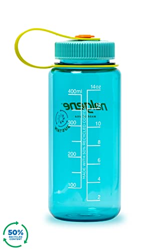 Image of Nalgene Sustain Tritan BPA-Free Water Bottle Made with Material Derived From 50% Plastic Waste (using ISCC certified mass balance), 16 OZ, Wide Mouth, Cerulean (Pack of 6)