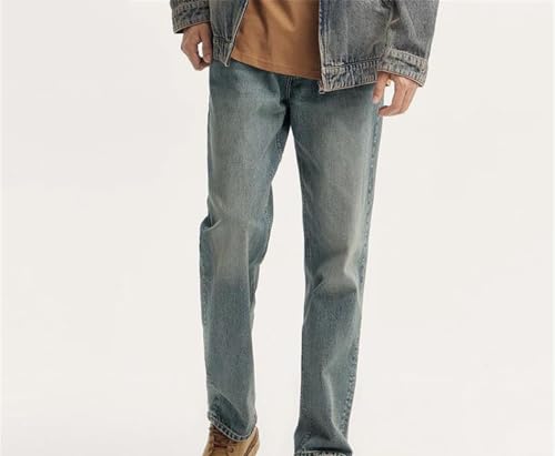 Men Straight Jeans High Waist Slim Fit Long Denim Pants Outdoor Vintage Casual Streetwear3