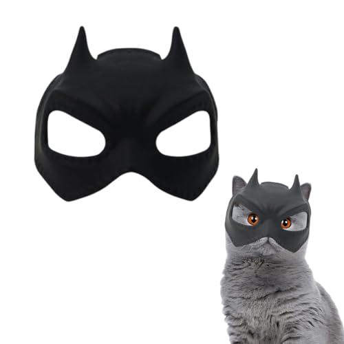OIXYEY 1 peça máscara de batman para gatos, máscara Batcat 3D do Viking, máscara divertida de morcego, para disfarce de Halloween ou diversão diária (preto, D)
