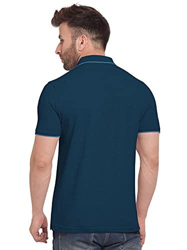BULLMER Mens Regular Fit Cotton Printed Polo Tshirt/Collared Tshirt - Grey