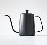 VIA CREMA Pour Over, Kaffeekessel, Edelstahl, Schwarz, 600 ml, langer Ausgießer für präzises Ausgießen (Pour Over 600 ml)