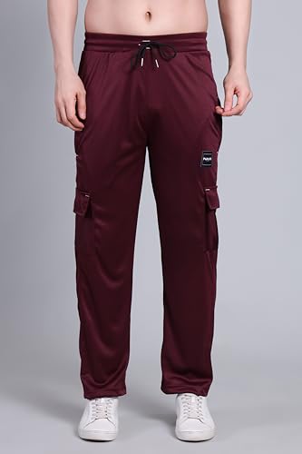Image of Lycra Blend Cargo Track Pant for Men | Multi Pocket Lycra Stretch Fabric | Comfortable Stylish Joggers for Running Sports Casual Wear | Boys Gym Lower Activewear
