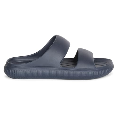 Image of Aqualite Men's Slides Slippers | Slip-On Comfort Flipflop Flat Base, Anti-Skid Sole & Lightweight | Casual Home & Outdoor Sandal for Men