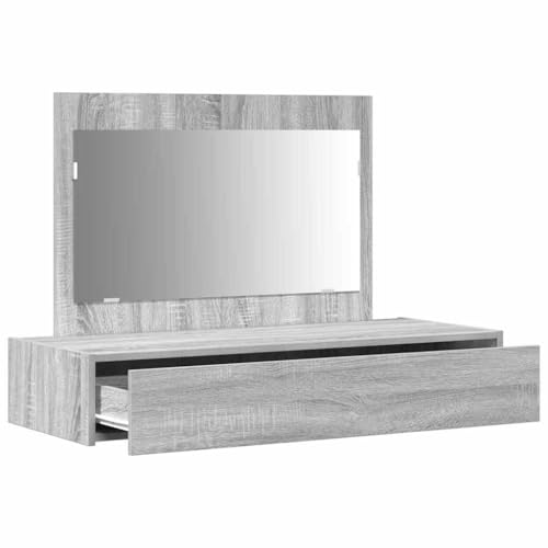 Mesa de cosméticos gris 100 cm Mangloder con cajón espacioso y espejo de madera 5