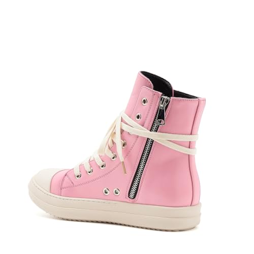 AmoreParis Fashion High Top Sneakers for Women Lace Up Canvas Shoes with Zipper Comfort Platform Walking Shoes4