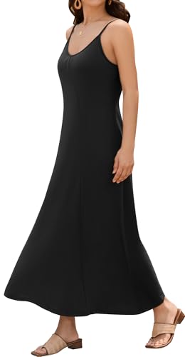 Image of ZAFUL Women's 2025 Summer Casual A-Line Maxi Dress Sleeveless Halter Spaghetti Strip Loose Long Flowy Beach Dresses