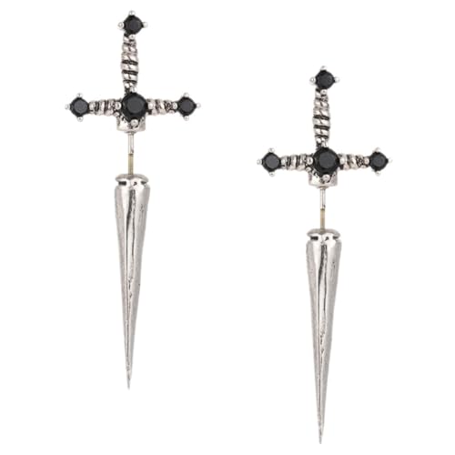 Boucles d'oreilles épée argentées pendantes vintage style gothique