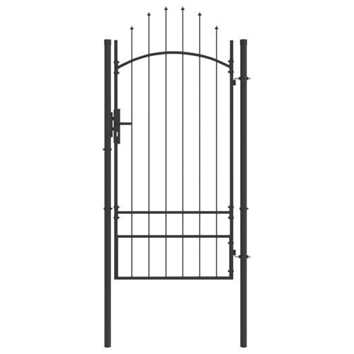 Homgoday Gartentor mit Schloss Grau 200 x 100 cm 100 x 200 cm Stahl Gartentor Metall Model42008901