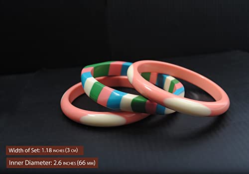 Pure Hands Stratum Of Magnificence - Set Of 3 Masterfully Handmade Resin Bangle Bracelet In Pink White Green Blue For Women, Girls & Fashion Gifts #TOP3
