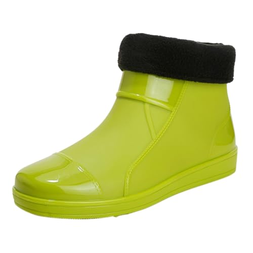 Botas De Lluvia Cortas Hombres Calientes Desmontables Y Lavables Jardín Botas Trabajo Zapatos De Lluvia De Goma Antideslizante Botas De Lluvia Impermeables, F verde., 40 EU