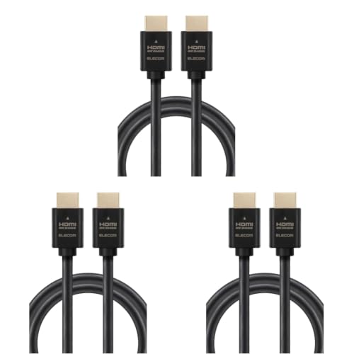 エレコム HDMI ケーブル 2m ウルトラハイスピード 4K(120Hz) 8K(60Hz) 【Ultra High Speed HDMI Cable認証品】 48Gbps 超高速 テレビ・パソコン・ゲーム機などに 7680×4320 eARC 黒 ECDH-HD21E20BK (× 3)